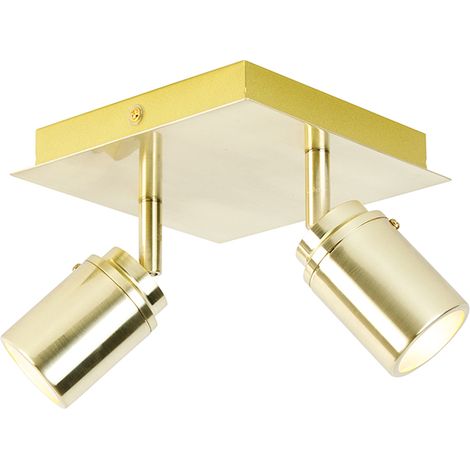 QAZQA Faretto moderno per bagno ottone quadrato 2 luci IP44 -