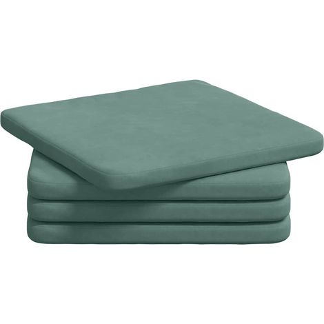 Seat Cushions 4 pcs Sea Green 40 x 40 x 3 cm Velvet vidaXL