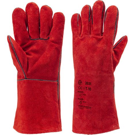 Paire de gants soudeur croute de cuir 330 mm protection hautes temperatures