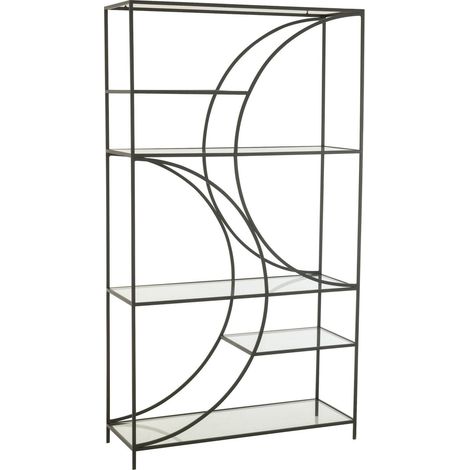 Étagère design en métal noir pour salon moderne - Noir mat structure métal et verre (1/5)