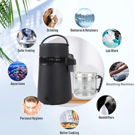 Ortviai Récipient en verre pour eau distillée – 4 L, compatible avec distillateurs de comptoir domestiques et professionnels (1/4)