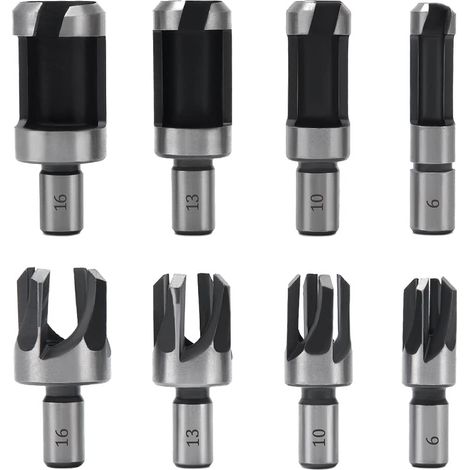 Set di 8 punte per tasselli, punte da 6 mm/10 mm/13 mm/16 mm, in acciaio al carbonio, punte per trapano per legno, punte a griffe e coniche per legno