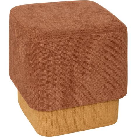 Lot de 2 Poufs carrés empilables coloris ambre et ocre - Longueur 41 x Profondeur 41 x Hauteur 42 cm (1/5)