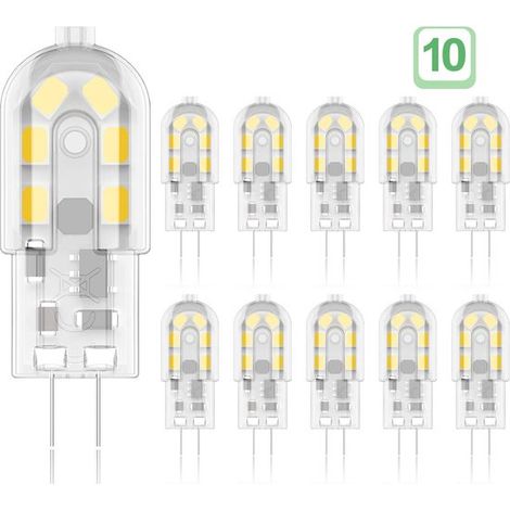 Lampadina LED G4 da 2W, equivalente a una lampadina alogena da 20W, luce bianca calda 3000K, 200 lumen, 12 LED SMD, 12V AC/DC - Confezione da 10 (1/5)