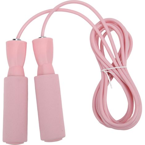 Corde à sauter en fil d'acier, corde à sauter double couche réglable pour hommes, femmes et enfants, rose (1/5)