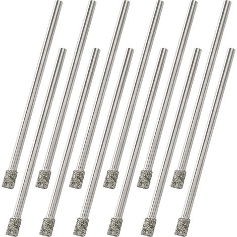 Lot de 12 forets diamantés de 3 mm pour scie-cloche en verre, forets à pointe diamant pour céramique, carrelage, porcelaine, marbre, granit, pierre