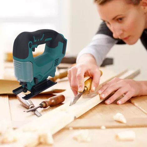 Scie sauteuse sans fil rechargeable pour batteries lithium-ion Makita 18 V - Scie sauteuse électrique pour le travail du bois, vitesse de 0 à 3 000 courses par minute, angle de biseau variable de ±45° (1/5)