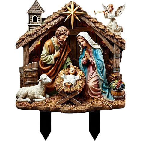 Außen Weihnachts Gartenstecker Acryl Weihnachtskrippe