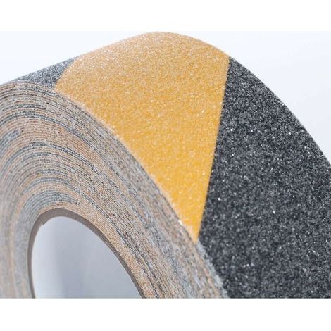 Bande Antidérapante adhésive, Forte Adhésif, Ruban Autocollant Anti-dérapante, pour Intérieur et Extérieur, pour la Sécurité au Travail et la Maison. Bande Sécurité, Noir/Jaune, 2 pièce 10Mx5cm (1/4)