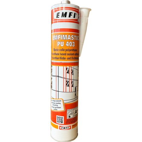 Emfi – Mastic de fixation polyuréthane gris 300ml – Colle élastomère pour joints d'étanchéité – Résistance à la déchirure et aux intempéries