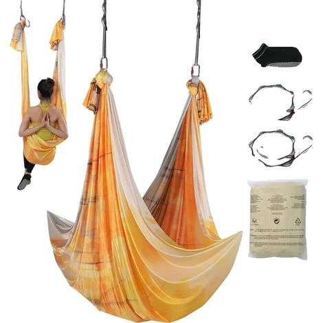 Hamaca de yoga aérea, nailon resistente de 100 g/m², capacidad de 1000 kg, uso versátil. (1/5)