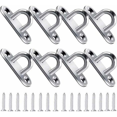 Eyelet Pad, stainless steel eyelet plate, with 16 screws and plastic caps, load capacity up to 40 kg, perfect for hanging flower pots and fences (8 pieces, M5) (1/5)