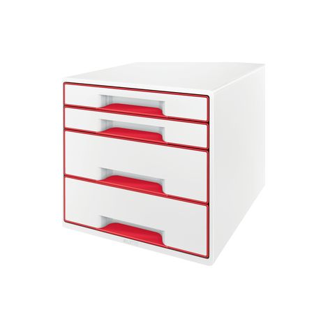 BUCS 4 CAJONES WOW DESK CUBE (2 GRANDES Y 2 PEQUEÑOS), ROJO /BLANCO LEITZ 52132026