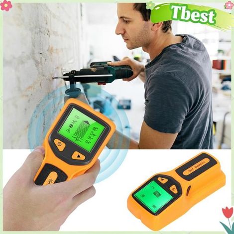 Tbest Scanner mural Stud Finder Détecteur de goujons muraux 5 en 1, détecteur avec écran LCD HD pour fil AC bricolage prise) Jaune (1/5)
