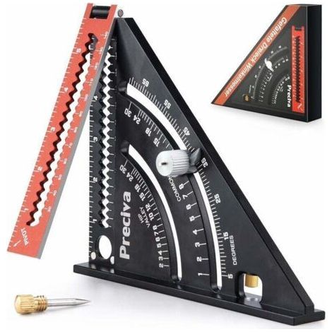 Zimmermannswinkel, klappbares Dreiecklineal aus Metall/Aluminium, Kombinationswinkel, 317 mm Multifunktionsdreieck, Winkelmesser, Winkelmesser, 45–90 Grad / Schreinerwerkzeuge / Holzbearbeitungswerkze (1/5)