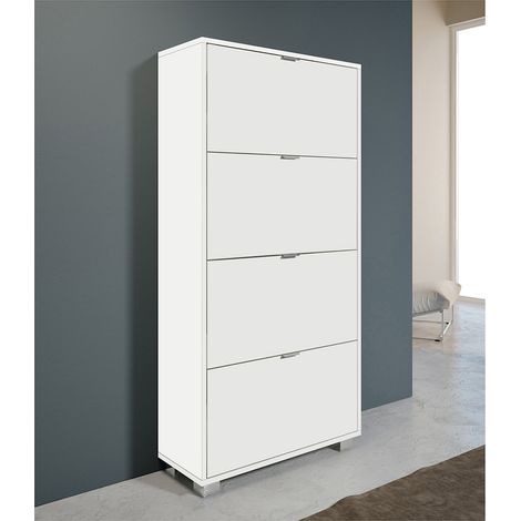 SCARPIERA CON 4 RIBALTE IN NOBILITATO- cm L76xH155xP30 Bianco Lucido- DH- pezzi 1