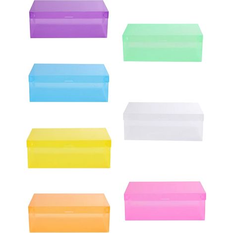Boîtes à Chaussures Rangement Organisé Lot de 7 en Plastique Empilables Couvercle, Capacité de Charge Élevée, Pliables et Colorées (1/5)