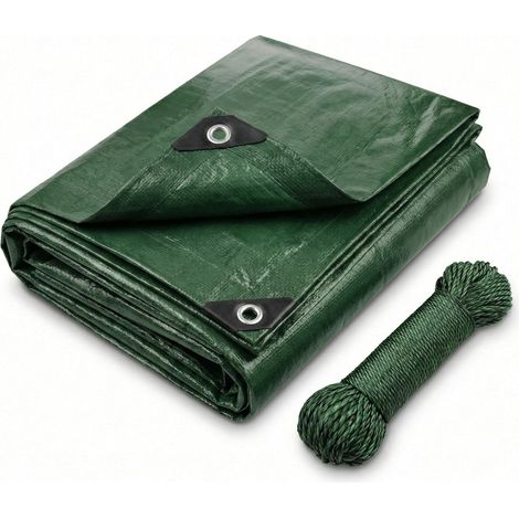 1 Bâche 3x4m Toile Renforcée 120g/m² Œillets Inox Corde 16m Protection Jardin Camping Bois