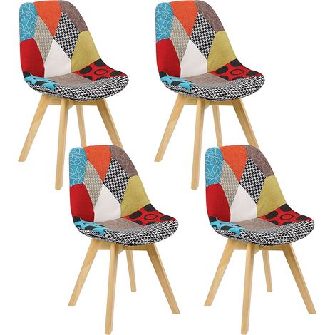 Woltu – Lot de 4 chaises scandinaves en lin – Pieds en bois massif – Confort optimal – Hauteur 84cm – Dimensions siège 48x42cm (1/4)
