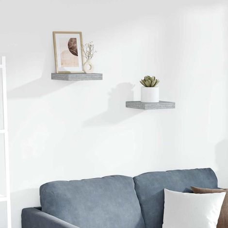 326589 vidaXL Floating Wall Shelves 2 pcs Concrete Grey 23x23,5x3,8 cm MDF (1/5)