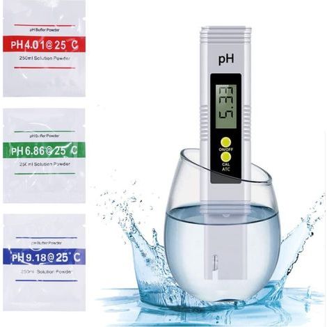 Testeur pH Mètre PH Metre Electronique avec écran LCD Test de pH pour Piscines Testeur Piscine Testeur Spa Plage de Mesure de 0 à 14 pH pour Aquarium, Piscine, Hydroponie B (1/5)