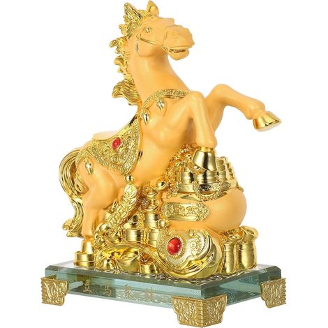 Statue de Cheval en Résine Veloutée 17 Debout 115x70x160mm – Sculpture Zodiacale du Nouvel an Chinois 2026 – Décoration Intérieure Feng Shui pour Bureau et Salon (1/5)