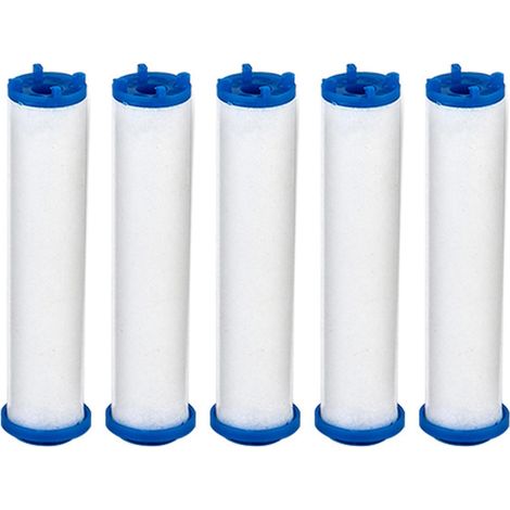 Lot de 5 filtres pour pommeau de douche, cartouches filtrantes de rechange en coton PP de qualité alimentaire pour douchette à main (neufs) (1/4)