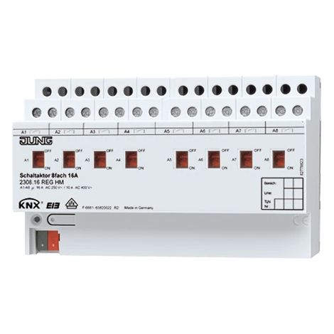 Jung KNX Attuatore di commutazione ottuplo, REG, 8 TE 2308.16 REGHM
