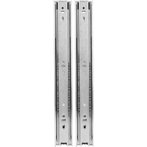 Glissières télescopiques 2 x 14 pouces, 3 pièces, acier laminé à froid, pour meubles mobiles, noir et blanc (1/5)