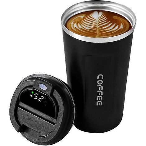 510Ml Smart Thermo bouteille pour café LED température présentoir thermique Mug isotherme gobelet tasse à café noir (1/5)