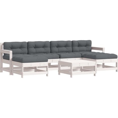 Maison Exclusive - Set Divani da Giardino 7pz con Cuscini in Legno Massello Bianco