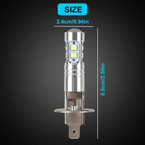 Lampadina LED H1 6000K per fari anabbaglianti e abbaglianti, fendinebbia ad alte prestazioni da 100W, bianca, 2 pezzi (1/5)