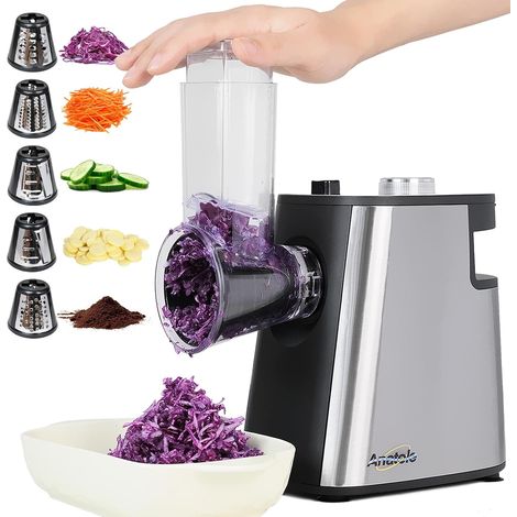 5 in 1 Electric Vegetable Cutter Cheese Carrot Stainless Steel Multifunctional Grater (1/5)