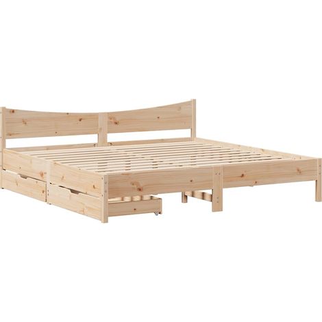 Maison Exclusive - Cadre de lit avec tiroirs 200x200 cm bois massif de pin (1/5)