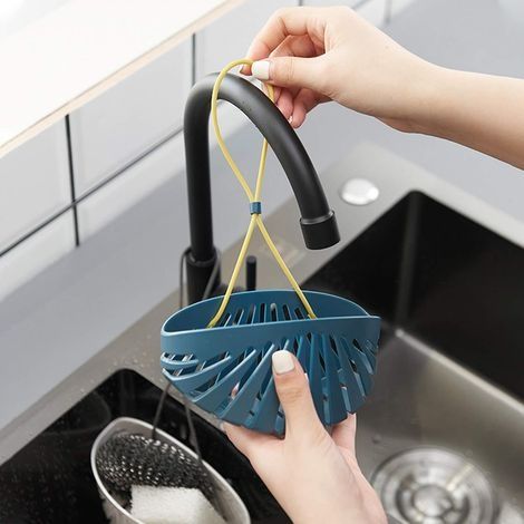 Spülbeckenschwammhalter mit Abfluss, Hängender Schwammhalter, Utensilienhalter, Spülbeckenschwamm, Seifenhalter, Spülbeckenablage zum Abtropfen und Abstellen von Schwämmen, Seife und Spülbürsten (2-te (1/4)
