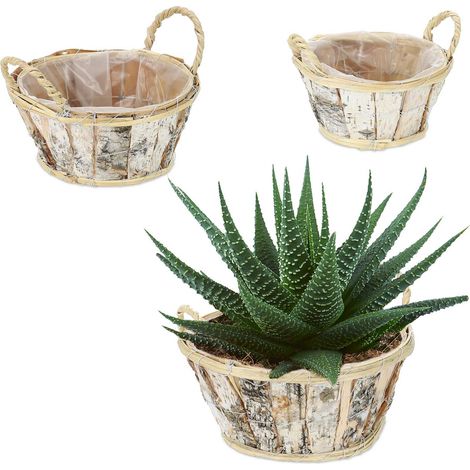 Runder blumentopf birke 3er set