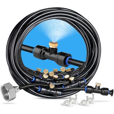 Nebelsystem für den Außenbereich, 18 m Terrassen-Nebelsystem mit 20 Nebeldüsen + 6 Ersatzdüsen + 1 Adapter (Messing, 3/4")