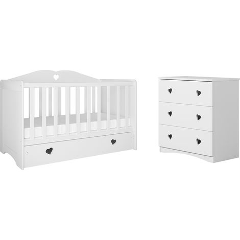 Cuna Kocot Kids Julia 60x120 y arcón de 3 cajones - Blanco