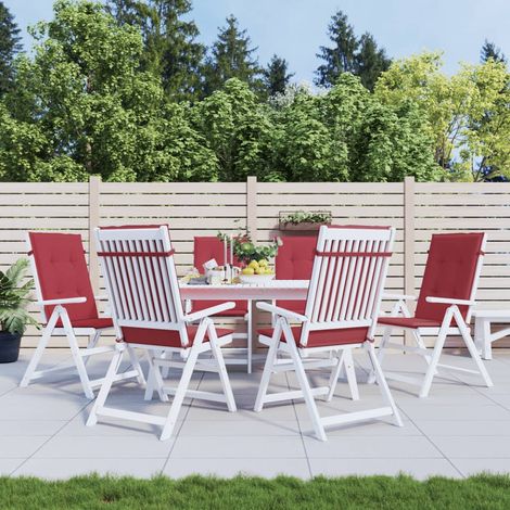 Lot de 6 Coussins de chaise de jardin à Dossier,Coussins de Chaise Dossier Siège Confortables bordeaux -AD72830 (1/5)