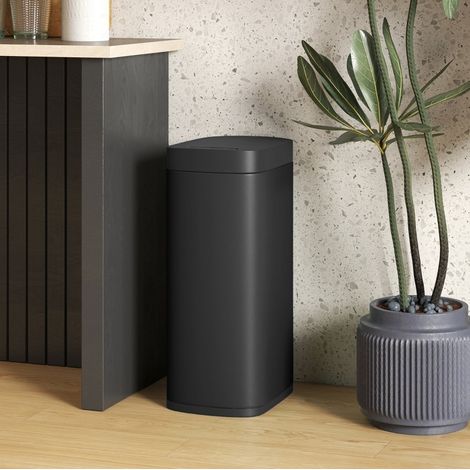 Cubo de basura con sensor 50 L negro de metal OKWISH (1/5)