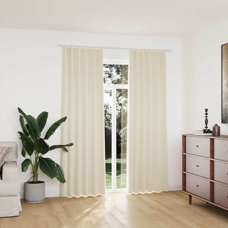 Rideaux occultants avec crochets 2 pcs Velours Crème 140x225 cm (1/5)