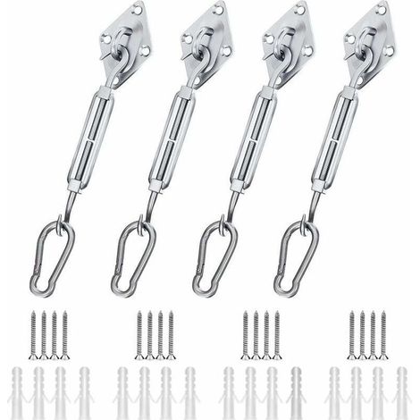 kit de fixation pour voile d'ombrage, kit de fixation pour voile d'ombrage de jardin, fabriqué en acier inoxydable 304, convient aux voiles d'ombrage triangulaires, carrées, rectangulaires et triangul (1/5)