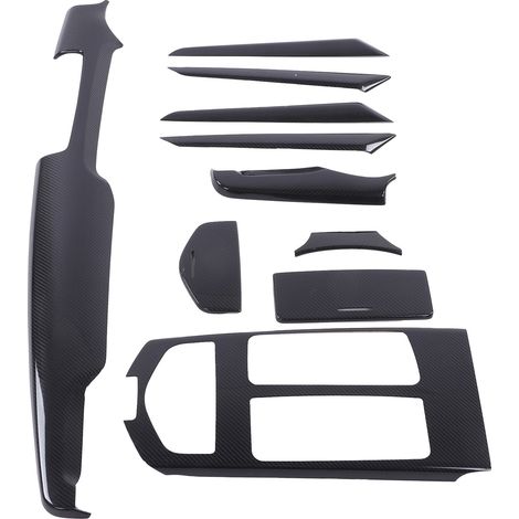 Kit 10 pièces Habillage Intérieur Auto Carbone Panneau Central Portes Tableau de Bord Compatible Maserati Quattroporte 2013-2016 (1/5)