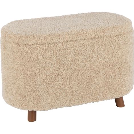Pouf rangement beige teddy confort et élégance pour salon - Beige teddy doux (1/5)