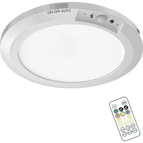 Plafonnier magnétique rechargeable avec détecteur de mouvement et télécommande 3 couleurs à intensité variable (1/5)