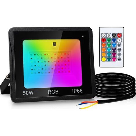 Faro LED RGB con telecomando, luce LED da cantiere da 50 watt, illuminazione a colori RGB (1/5)