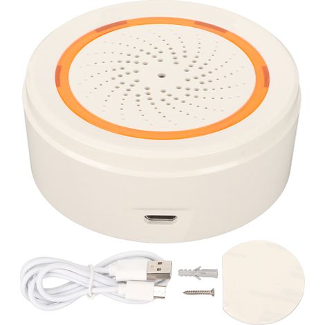 Sirène intelligente 90dB avec détecteur son-lumière, alarme sans fil pour maison, compatible passerelle Zigbee, contrôle via APP à distance. (1/5)