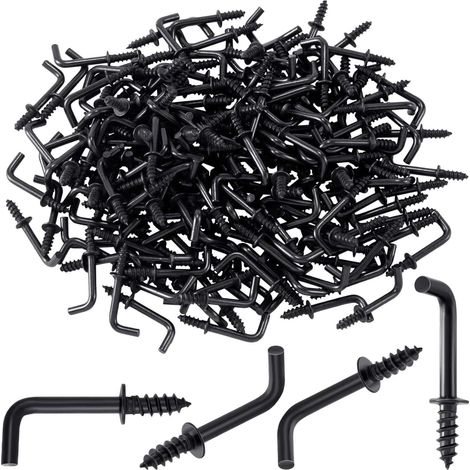 Ganchos de acero al carbono de 3,4 mm con tornillos autorroscantes, no requieren perforación, paquete de 100 unidades, para tazas y llaves, montaje en pared de cocina. (1/5)
