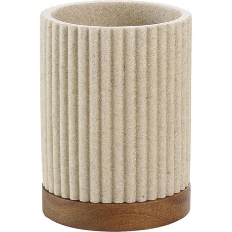 Badewannenschale – 1-teilig – Polyresin und Akazie – Elegantes, wasserfestes Design – Für moderne Badezimmer – Natur 8 x 10,8 cm (1/3)