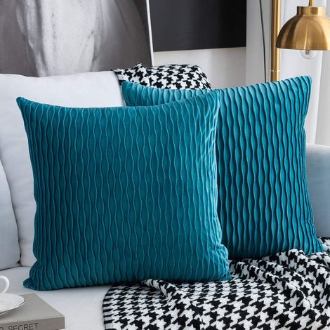 [JAMAIS UTILISÉ]2 taies d'oreiller rectangulaires carrées décoratives taies d'oreiller contemporaines en velours (1/5)